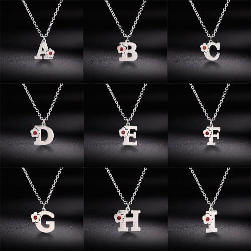 My Shape A-Z Crystal Alphabet Jewelry Girls Name Necklace gift Friendly English Letter Stainless Steel Chain Capital Pendants