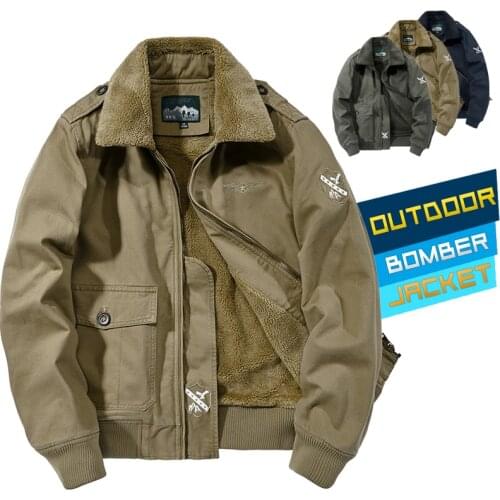 2021 New Brand Mens Military Jacket Fleece Lined Bomber Jacket Male Pilot Flight Winter Zipper Coats