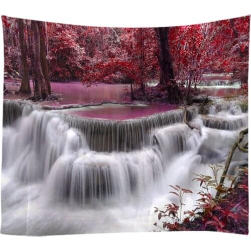 Natural Landscape Forest Falls Woods Waterfall Tapestry Wall Hanging Bed Spread Beach Towel Table Cloth Yoga Mat Large Size
