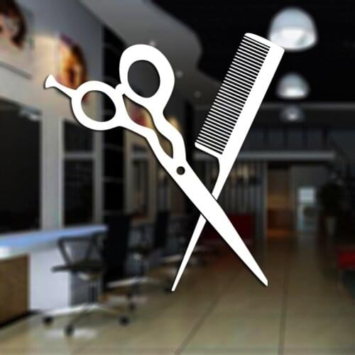 Scissors Unisex Hair Salon Sticker Hairdresser Beauty Salon Decal Posters Vinyl Wall Decals Decor Mural Hair Salon Wall Decal