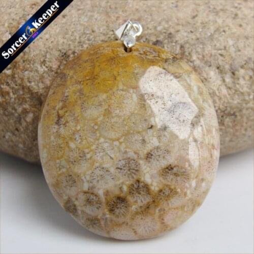 New Trendy Men Bijoux Jewelry Natural Coral Fossil Stone Chrysanthemum Pendant Beads Fit Necklace Gift Leather Choker HS574