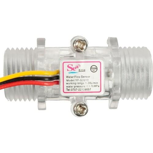 Transparent Water Flow Control Switch Sensor Flowmeter Counter 1-30L/min 1.75Mpa