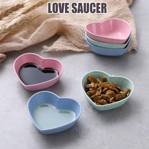 Love Heart Shape Plastic Seasoning Dishes Creatives Vinegar Dishes/Soy Sauce Dishes/for Kitchen Supply JW