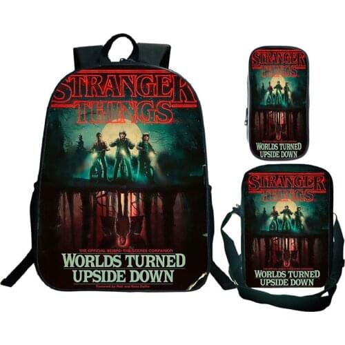 Hot US TV Stranger Things backpack 3 PCS/Set 3D Print Backpack Big Space School Bags For Teenage Girls Boys Casual Kids Pouch
