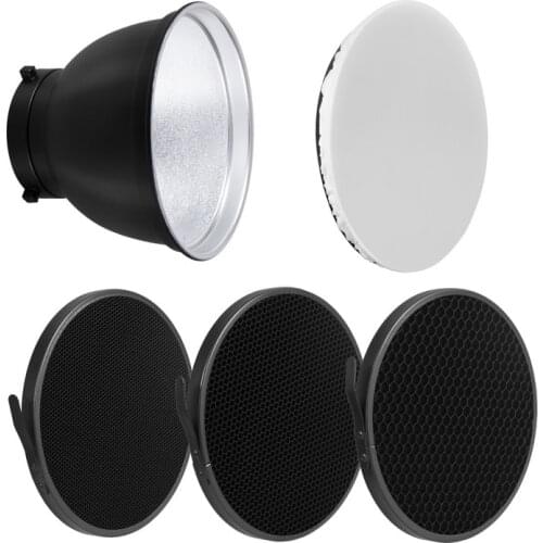 Selens 7" 18cm Standard Reflector Dish 20 40 60 Degree Honeycomb Grid Soft Diffuser Lamp Shade for Bowens Strobe Flash Light