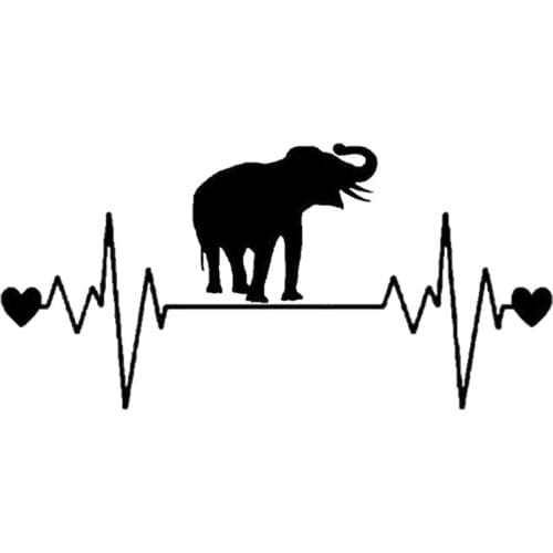 Elephant Lifeline Car Sticker High Quality Car Window Decoration Personality Pvc Waterproof Decal Black/white, 20cm*10cm