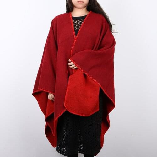 Womens Fashion Ladies Wool Cape Blanket Winter Wrap Poncho Open Front Shawl
