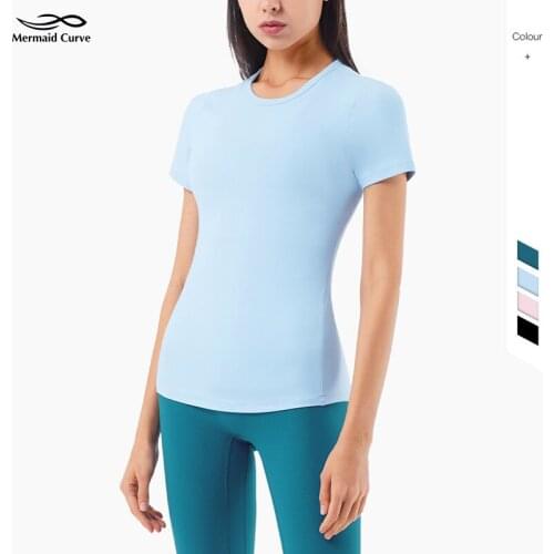 Womens Clothes Swiftly Slim Fit Short Sleeve Hip Length Yoga T-Shirts Naked Feel Fabric Pilates Or Running Training Shirts Top