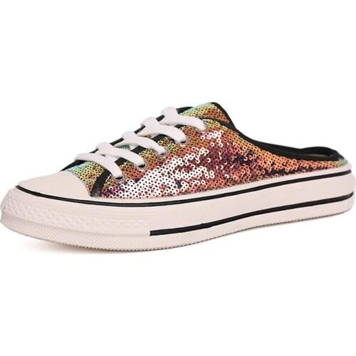 Slippers women 2019 Summer New PU Mixed Colors Canvas Outside Slides Women Flip Flops Ladies Shoes