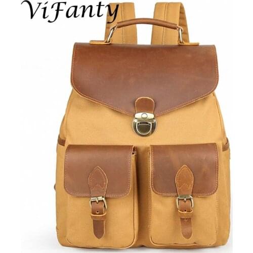 Women Canvas Backpack,Vintage Laptop School Bag Shoulder Daypacks,Unisex Casual Rucksack Bookbag Bag for Men