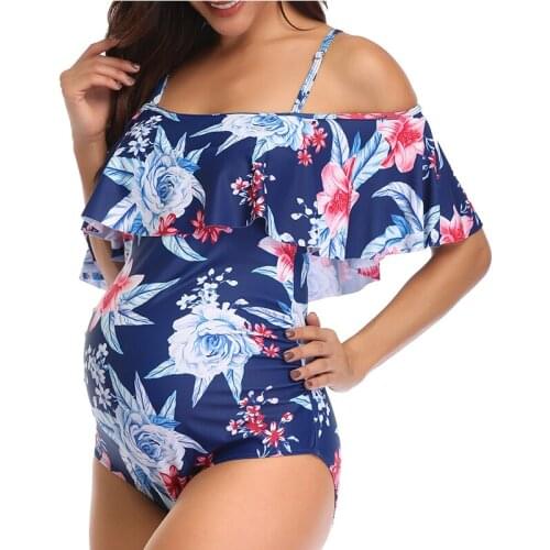 Maternity Swimsuit Women 2019 Swimwear One Piece Bodysuit print Ruffle Bathing Suits Wear Pregnant Female Beachwear Swim Suit