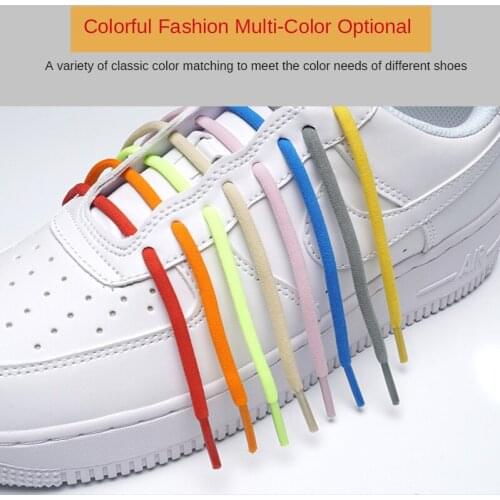 1Pair Sneakers Quick Lazy Metal Lock Multicolor Shoe Strings Hildren And Adults No tie Shoelaces Round Elastic Rope Shoe Laces