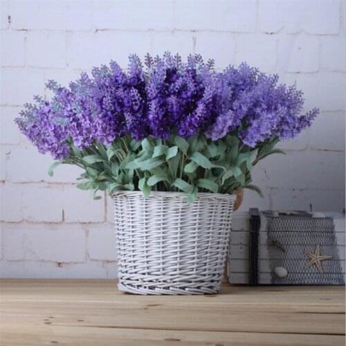 10Heads/Bouquet Romantic Provence Artificial Flower Purple Lavender Bouquet with Green Leaves For Home Garden Decoration