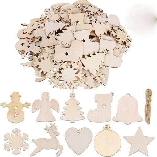 10PCS 8CM Unfinished Paintable Blank Wooden Christmas Festival Decoration Hanging Ornaments Wood Slices for Kids DIY Art Crafts