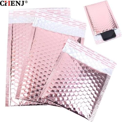10pcs Rose Gold Plastic Bubble Envelopes Bags Padded Shipping Envelope Waterproof Bubble Bags for Gift Packaging