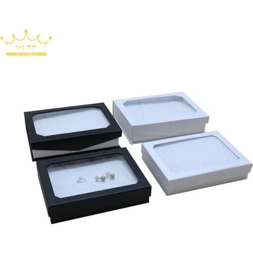 12-Digit Ring Earring Display Box Transparent Skylight Sky and Earth Cover Dustproof Jewelry Box Flip Jewelry Box