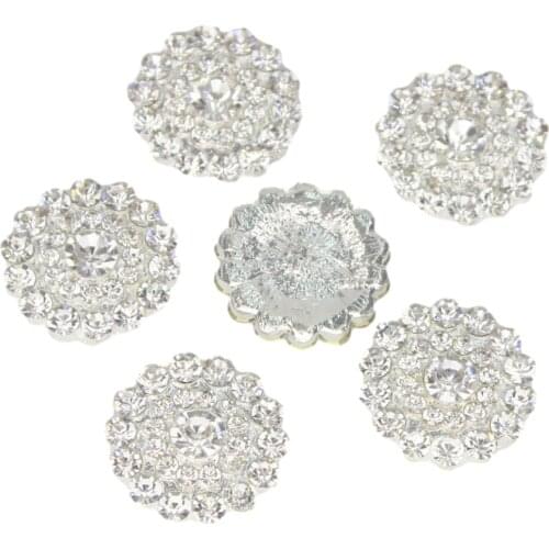 20mm Garment Accessories Silver Metal Buttons for Home Rhinestone Embellishments