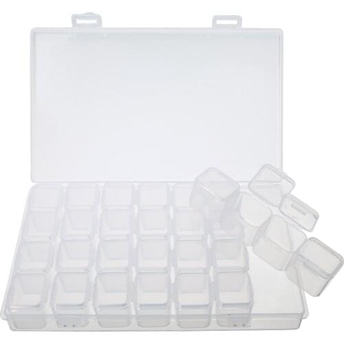 28 Slots Adjustable Plastic Storage Box Storage Box for jewelry Diamond Embroidery Craft Bead Pill Storage Tool