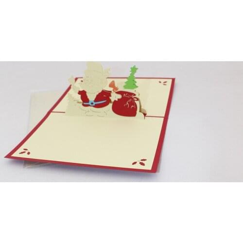 3D Handmade 2019 Christmas Send Gifts Happy Santa Claus Paper Greeting Cards PostCard New Year Relative Friend Classmate Gift
