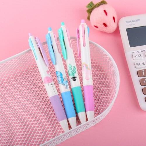 40 Pcs/lot Flamingo Unicorn Cactus 4 Colors Ball Point Pen Cute Press Ball Pens School Office Writing Supplies Stationery Gift