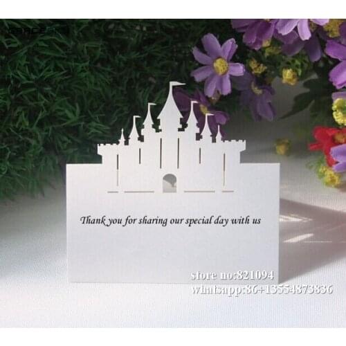 50Pcs laser cut castle design paper Seat Name Cards wedding invitation decoration name cards for party home Decoration