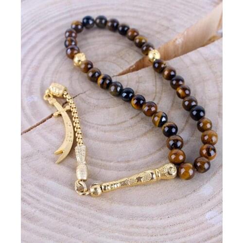 ALEVİ ZÜLFİKAR TESBİH GENUINE QUALITY TAŞ TESBİH HZ. ALİ KILIÇ GOLD PRINTING WITH ACCESSORIES