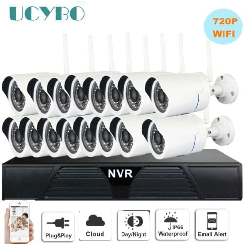 Wireless IP Camera NVR cctv system 720P 16CH wifi outdoor waterproof Bullet CCTV IP Cameras IR Cut 1080P video Surveillance Kits