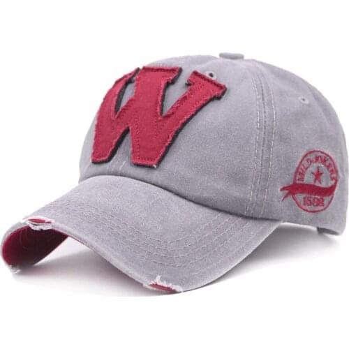 New cotton letter W Baseball Cap retro outdoor sports caps women bone gorras curved fitted washed vintage dad Retro hats for men