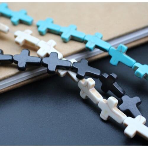 25 pieces/lot) 12mm*15mm Synthetic Stone cross ,vintage cross beads for jewelry making multicolor