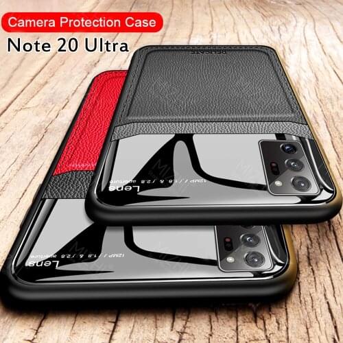 Note20 leather mirror case For samsung galaxy note 20 ultra glass cases camera Lens cover note20ultra Shell coque capa fundas