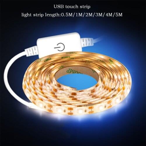 0.5-5M Super Bright SMD2835 Dimmable DC 5V Led Tape Dimmable Touch Sensor Cool White/ Warm White DC USB Strip Flexible Light