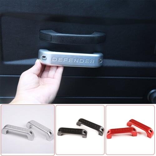 2Pcs/set Car Interior Aluminum alloy Chrome Door Handle Trim Accessories For Land Rover Defender 110 For Landrover 90