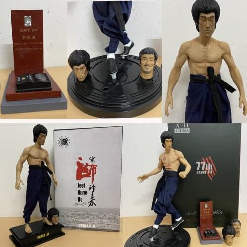 Bruce Lee Action Figure Dragon Tiger Fighting Three-headed Real Clothes The Return of the Grand Master 1/6 Scale