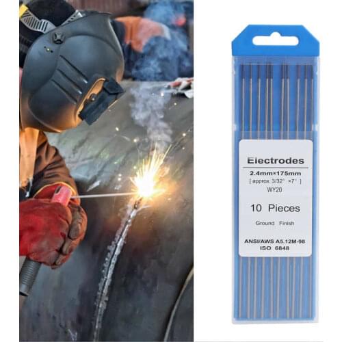 10Pcs Welding Tungsten Professional Tungsten Welding Electrodes Blue 2.4mm*170mm WY20 Tungsten Electrode Arc Yttrium Needle