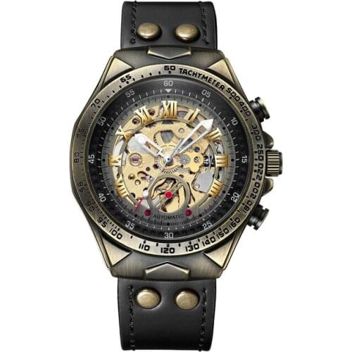 FNGEEN A275 Retro Mens Fashion Bronze Automatic Mechanical Watch Casual Sports Mens Wristwatches