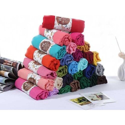 HanXi 2020 Women Winter Scarf Hijab Monochrome Cotton Linen Scarf Pashmina Solid Color Female Scarf foulard soie cheveux
