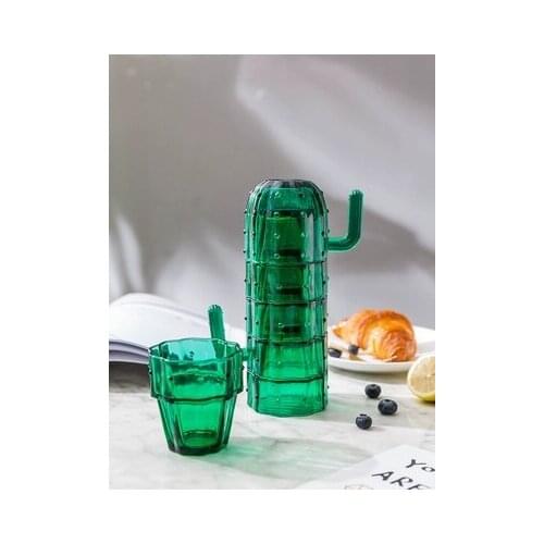Cactus Green Plant Cup Set INS Wind Household Glass Cup Simple Tea Cup 6 Pack
