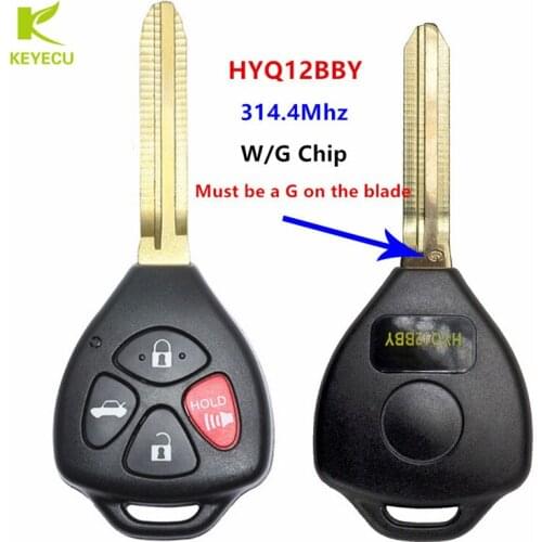 Keyecu Replacement New Remote Ignition Key Fob 4 Button 314.4Mhz With G Chip for 2011 Toyota Camry HYQ12BBY