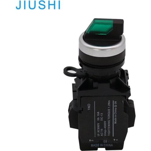 LA42XD2-11 mounting hole 22mm latching button plastic 2 position rotary knob selector switch illuminated1NO 1NC