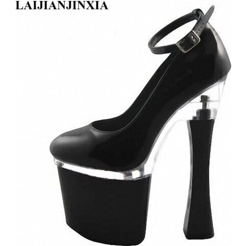 LAIJIANJINXIA Classics Black Womens Single Shoes 18CM High-Heeled Shoes sexy Platform Shoes Ankle Strap Pumps D-115