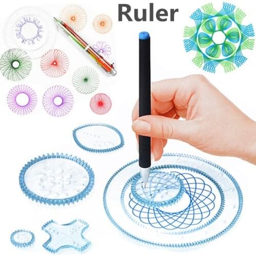 Spirograph Drawing Ruler And Ballpoint Pen Creative Educational Toy Interlocking Gears Wheels Painting Accessories