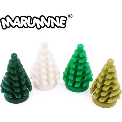 Marumine Small Spruce Tree MOC Bricks Parts Compatible with 2435 City Stalk Grass Flower City Blocks Part Construction Toys