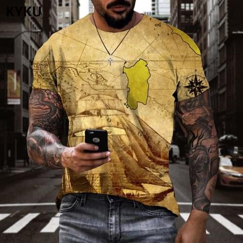 KYKU Compass T shirt Men Sail Tshirts Casual Map T-shirts 3d Hip Hop Tshirt Printed Short Sleeve Hip hop Cool Streetwear O-Neck