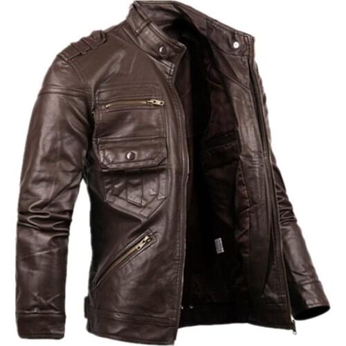 2021 New Man Motorcycle Avirex Leather Jackets Male Clothing Russian Style Mens Zipper Leather Jacket and Coats Slim Fit
