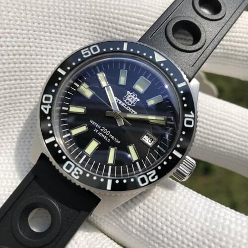 STEELDIVE SD1962 Mens Diving Watch Retro Bubble Mirror Sapphire Crystal NH35 Automatic Chain Sports 200m Waterproof Watch
