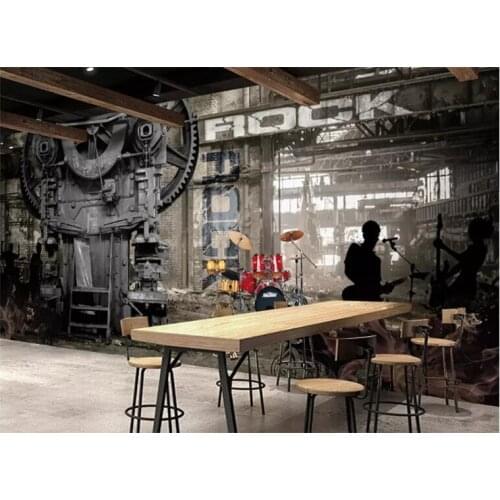 Wall paper Mural Custom Abandoned Factory Rock Style Bar KTV Tooling Mural Wall Decoration papel de parede