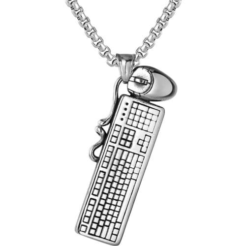 Charms computer keyboard mouse Stainless steel Antique Silver color Pendants Making DIY Handmade men women Jewelry