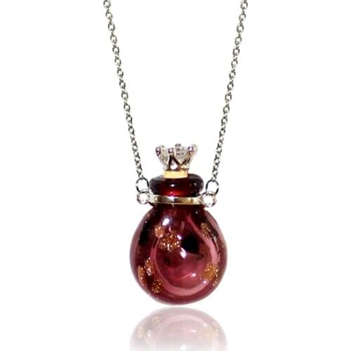 1PC Murano Glass Perfume Necklace Essential Oil Diffuser Bottle Jewelry Necklace Stainless Steel Chain Necklace for women