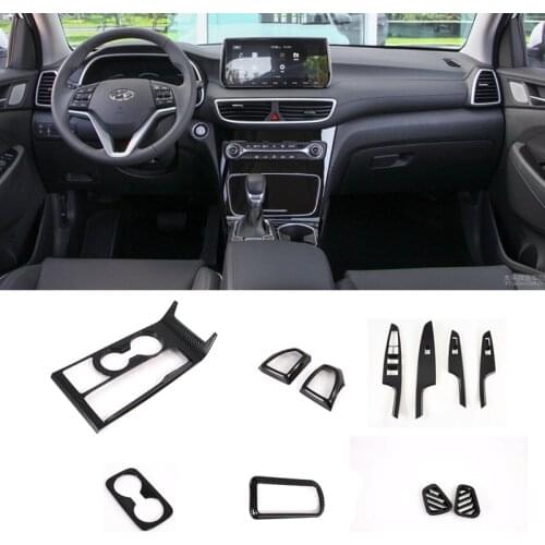 For Hyundai Tucson 2019 2020 Carbon Fiber Interior Accessories Styling Window Switch Panel AC Outlet Steering Wheel Cover