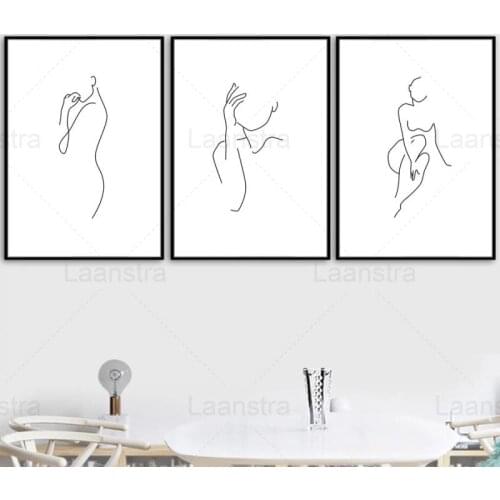 Black White Posters and Prints Abstract Line Body Modern Minimalist Decoration Nordic Wall Art Canvas Painting Home Decor